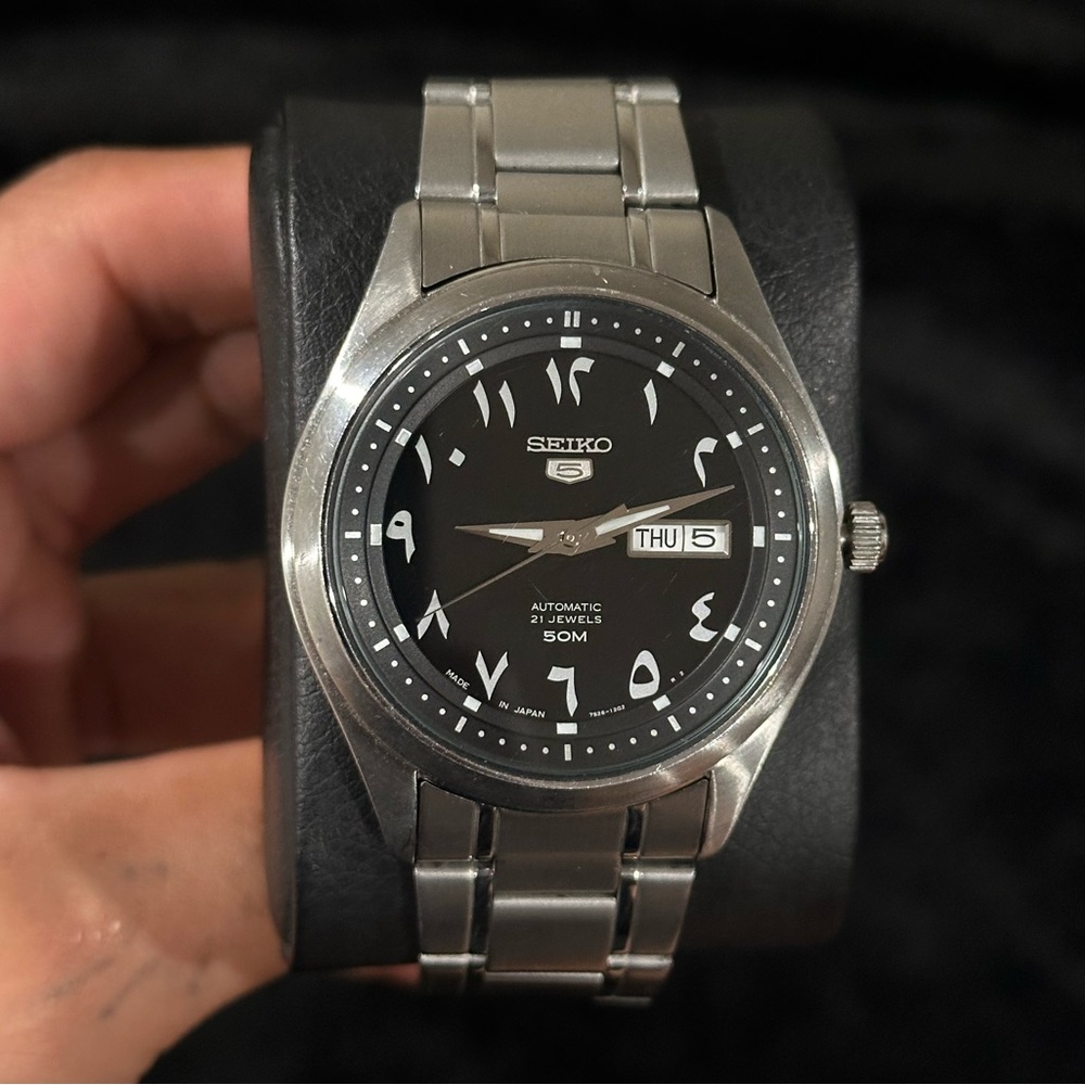 Seiko 5 Automatic Black Eastern Arabic Dial Day-Date Watch